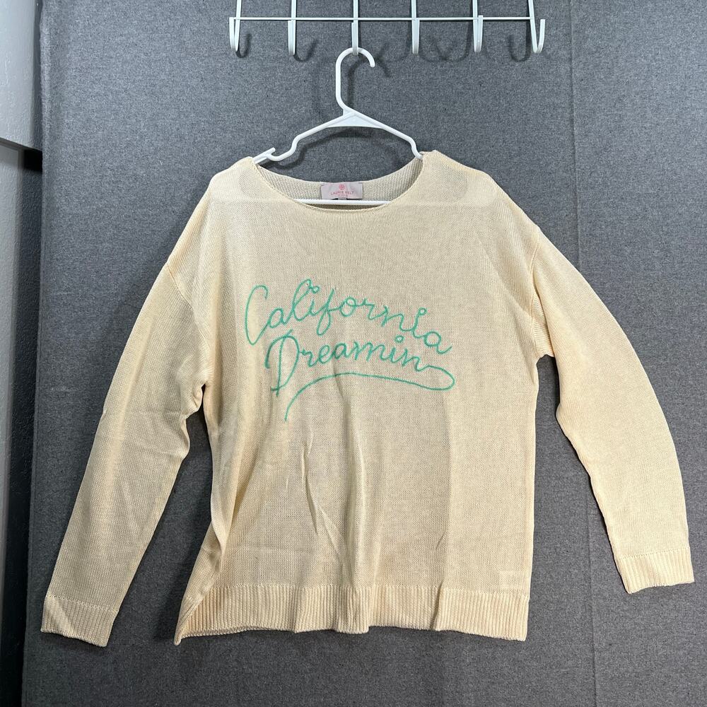 Laurie Felt Lightweight Sweater with Summer Motif Cali Dreaming Size Large